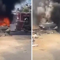 Sanayiye tamir için bırakılan otomobil alev alev yandı