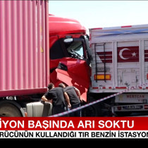 Direksiyon başında arı soktu, benzin istasyonuna daldı