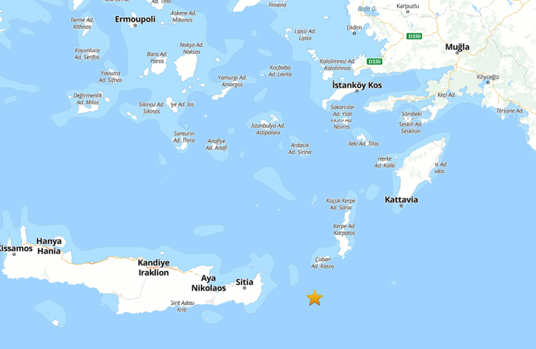 Akdeniz açıklarında 4,9 büyüklüğünde deprem - Resim : 1