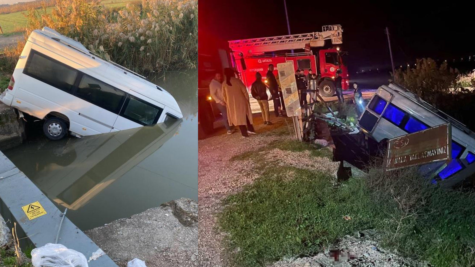 Antalya'da minibüs sulama kanalına düştü
