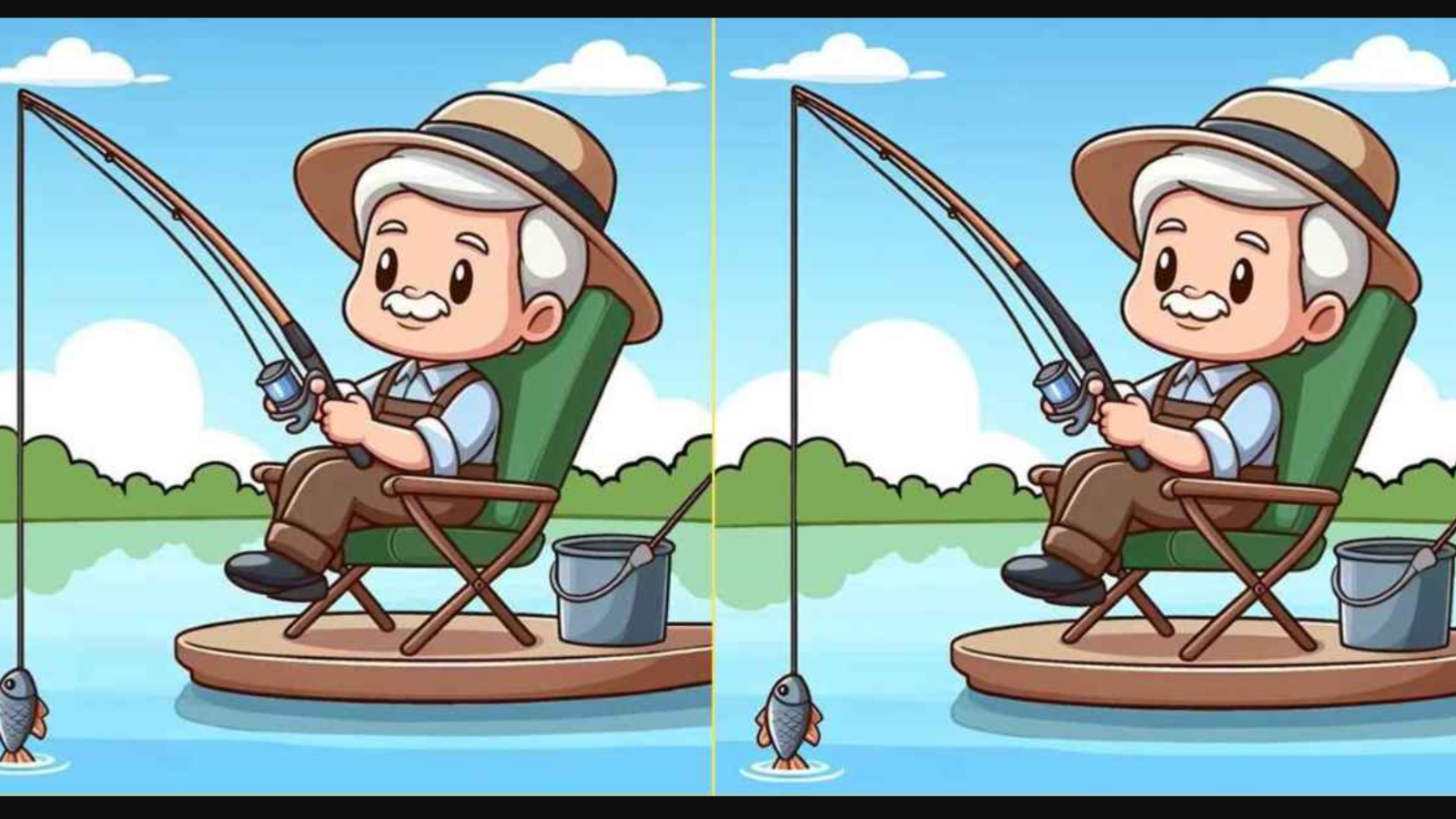 Göl kenarında balık tutan iki yaşlı adam arasındaki 3 farkı sadece yüksek IQ'su olanlar 12 saniyede buluyor