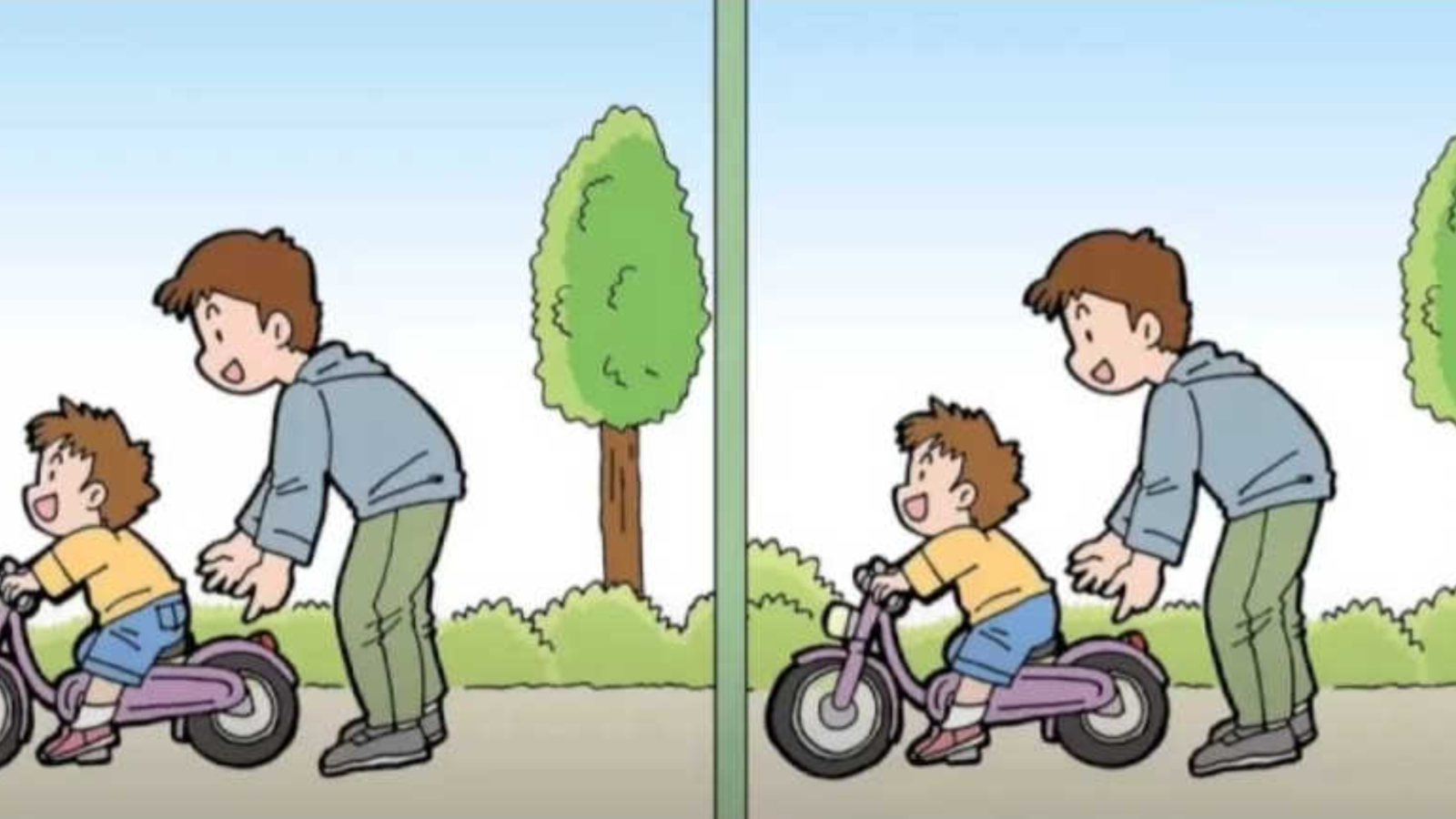 Oğluna bisiklet sürmeyi öğreten iki baba arasındaki 3 farkı sadece yüksek IQ'su olanlar 14 saniyede buluyor