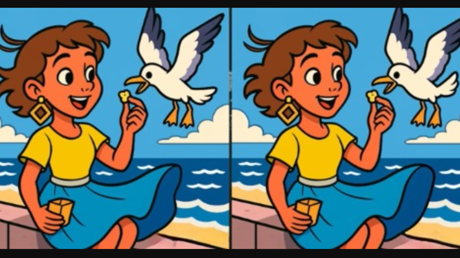 Sahilde gördüğü martıyı besleyen iki kız arasındaki 3 farkı sadece yüksek IQ'su olanlar 12 saniyede buluyor