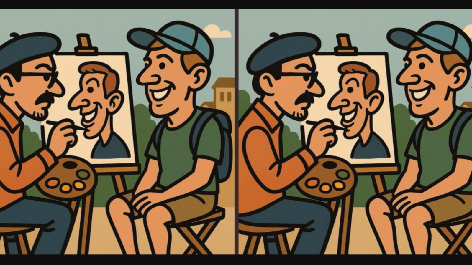 Sokakta insanların resmini çizen iki ressam arasındaki 3 farkı sadece gerçek dahiler 12 saniyede buluyor