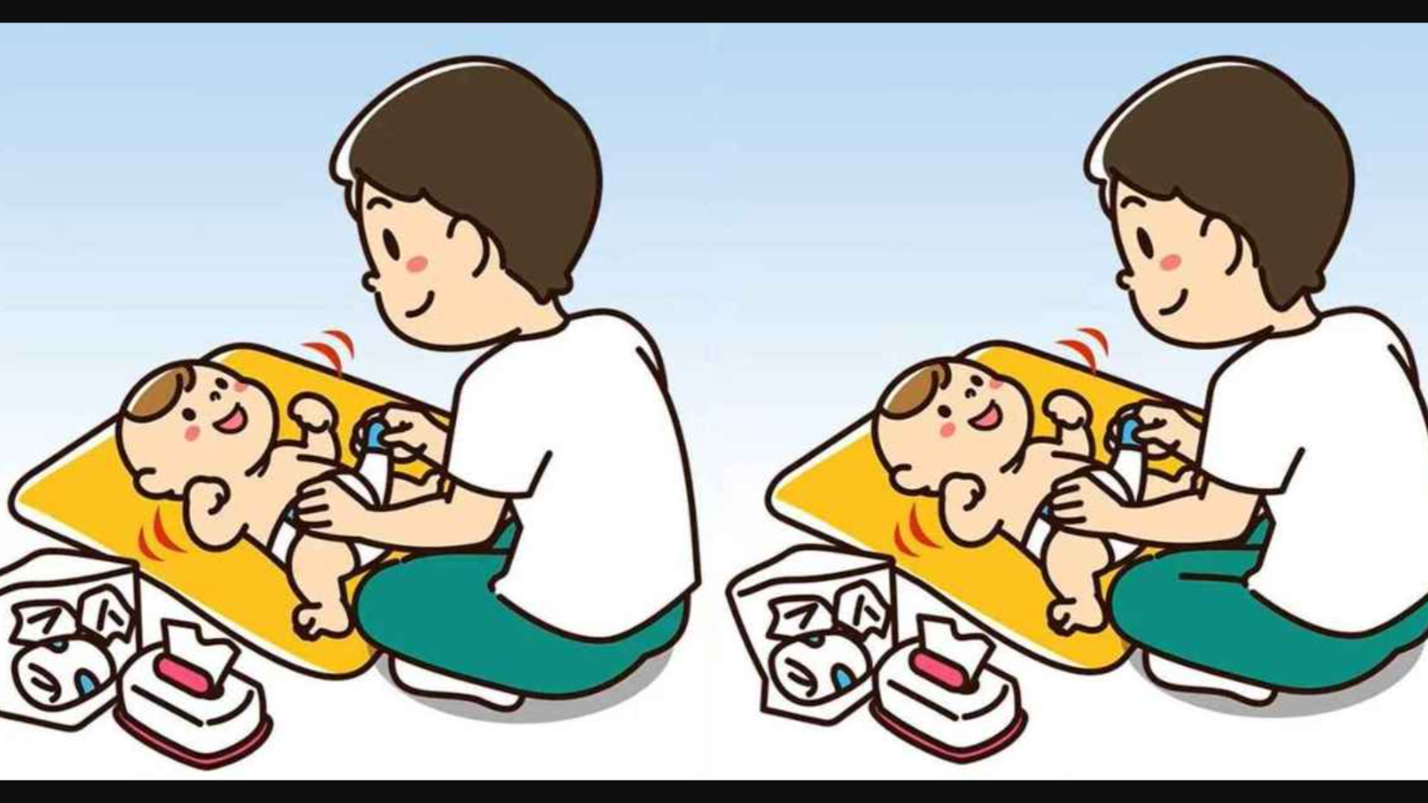 Çocuğunun bezini değiştiren iki baba arasındaki 3 farkı sadece yüksek IQ'su olanlar 12 saniyede buluyor