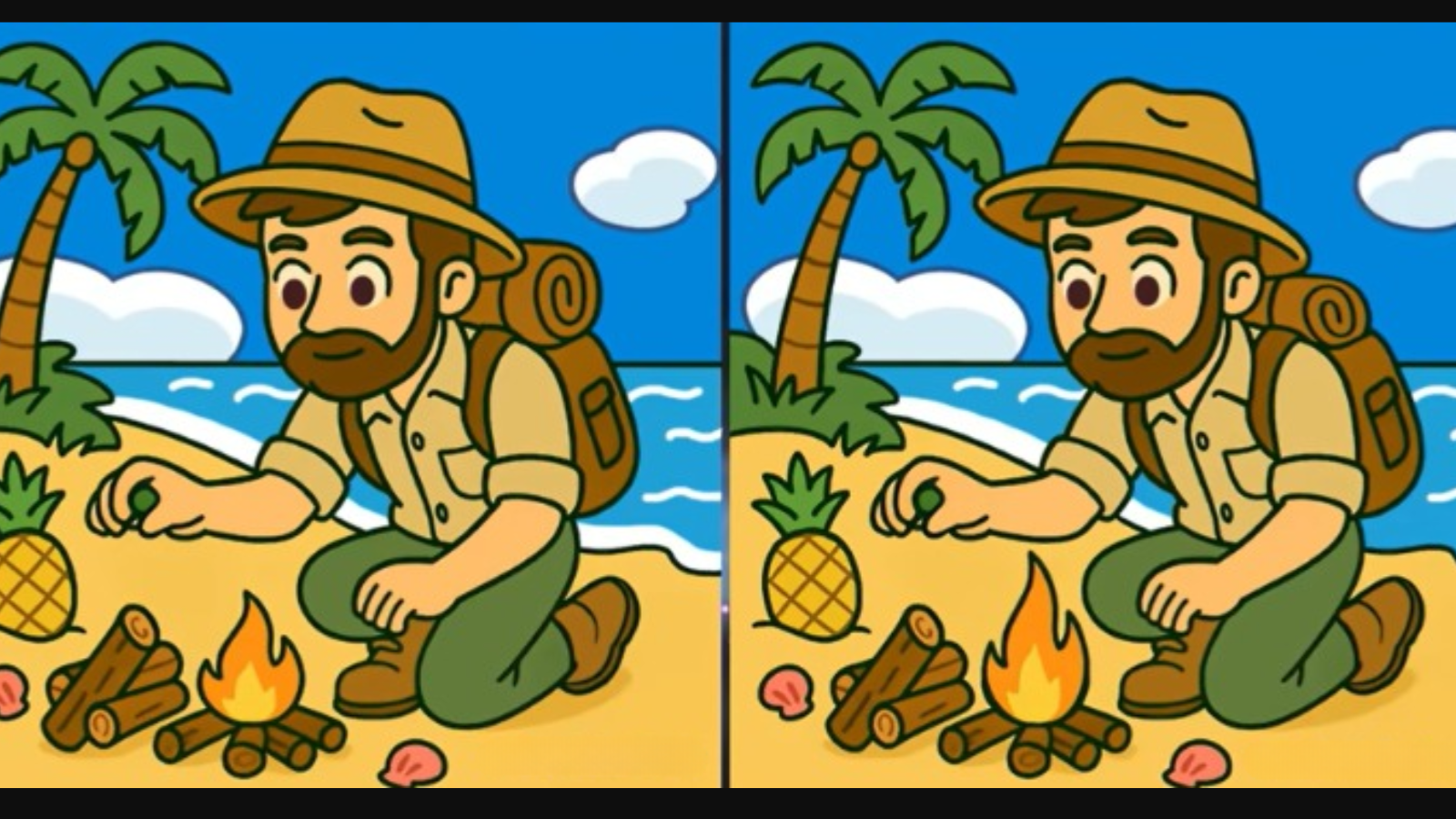 Issız adada ateş yakan iki kaşif arasındaki 3 farkı sadece yüksek IQ'su olanlar 12 saniyede buluyor