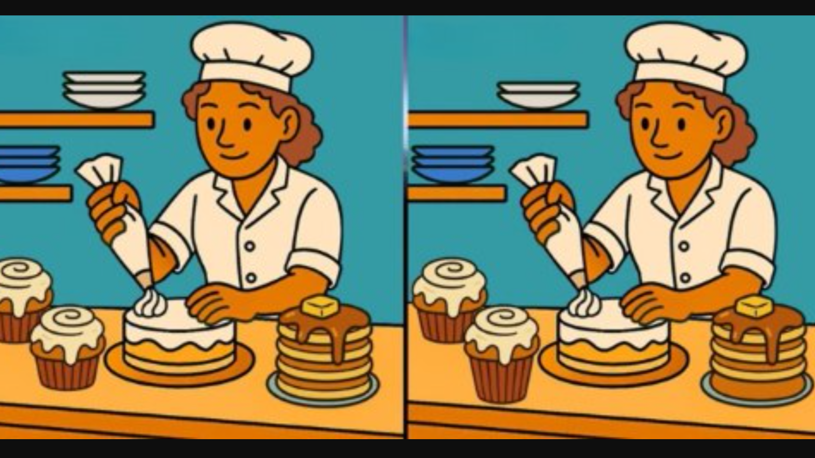 Pastasını süsleyen iki aşçı kadın arasındaki 3 farkı sadece yüksek IQ'su olanlar 12 saniyede buluyor