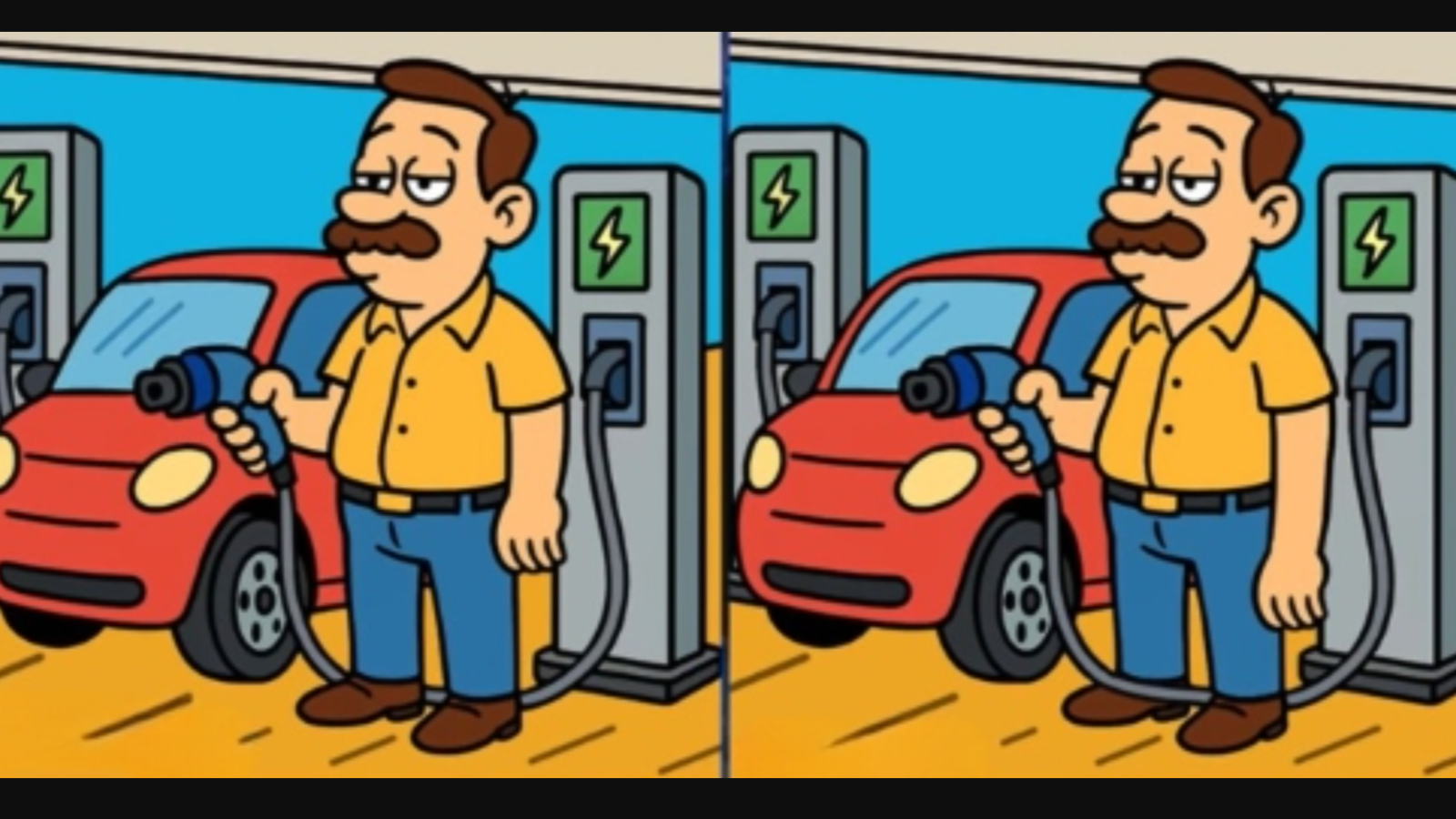 Elektrikli arabasının şarj eden iki adam arasındaki 3 farkı sadece yüksek IQ'su olanlar 12 saniyede buluyor