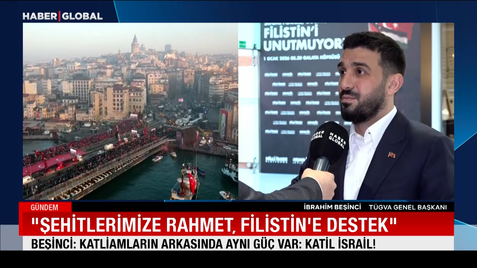 Türkiye 1 Ocak'ta tek yürek olacak: Galata Köprüsü'nde Filistin için büyük yürüyüş