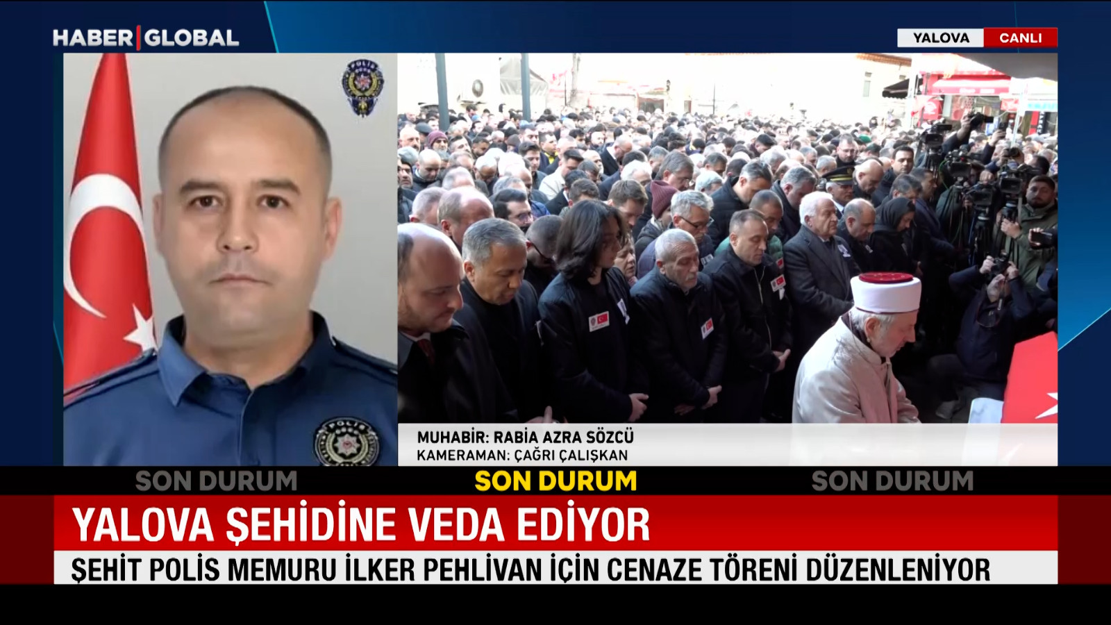 Yalova şehidine veda etti: Polis memuru İlker Pehlivan için cenaze töreni