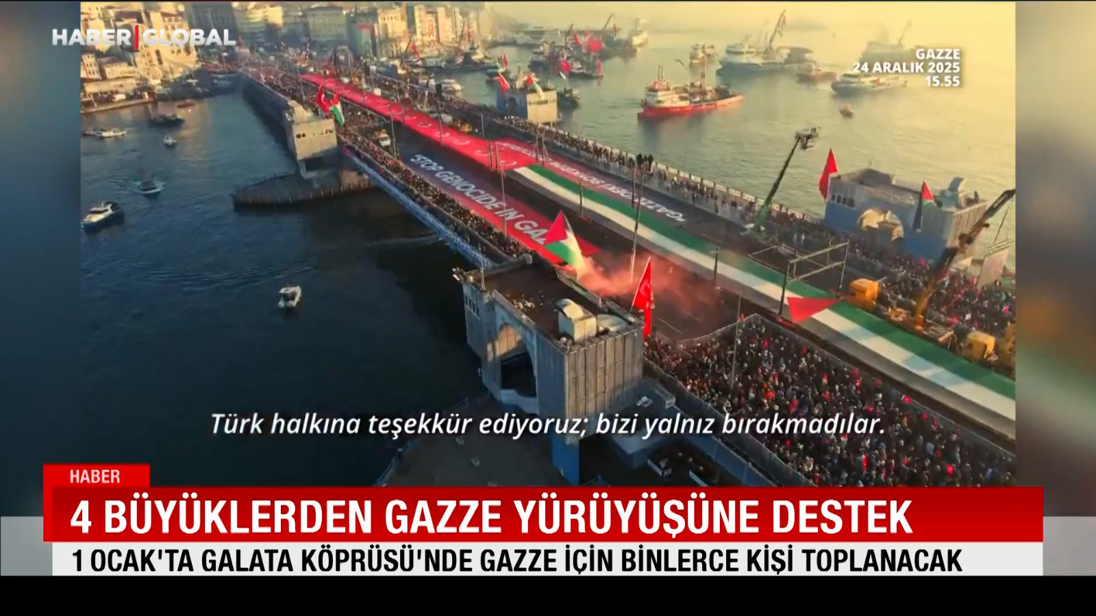 4 büyüklerden Gazze yürüyüşüne destek: 1 Ocak'ta Galata Köprüsü'nde Gazze için binlerce kişi toplanacak