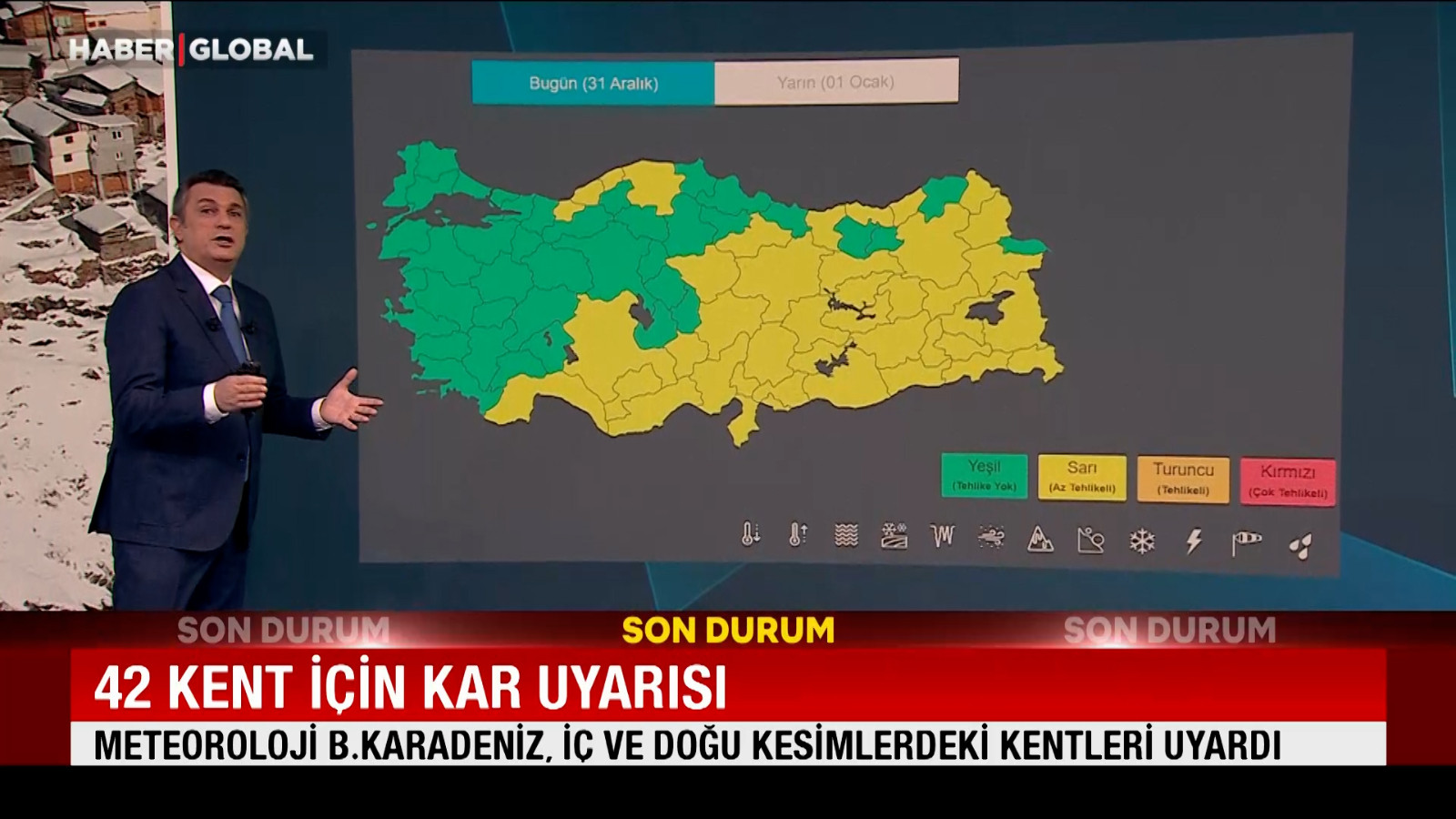 42 kent için kar uyarısı