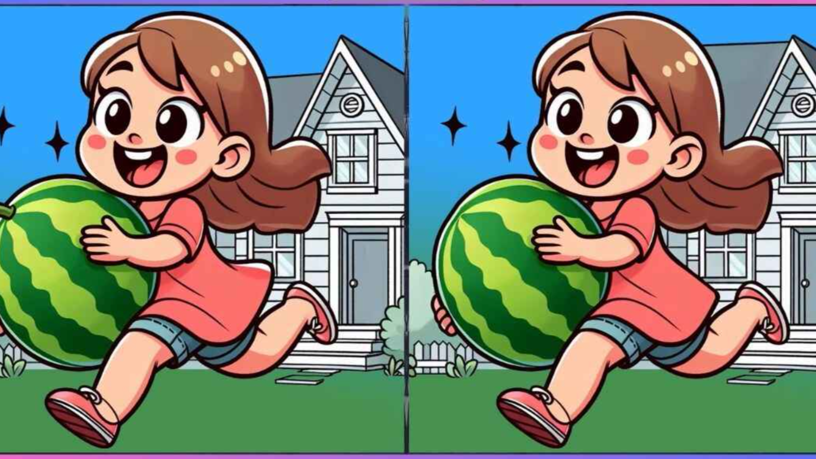 Elinde karpuzla bahçede koşan iki kız arasındaki 3 farkı sadece yüksek IQ'su olanlar 12 saniyede buluyor