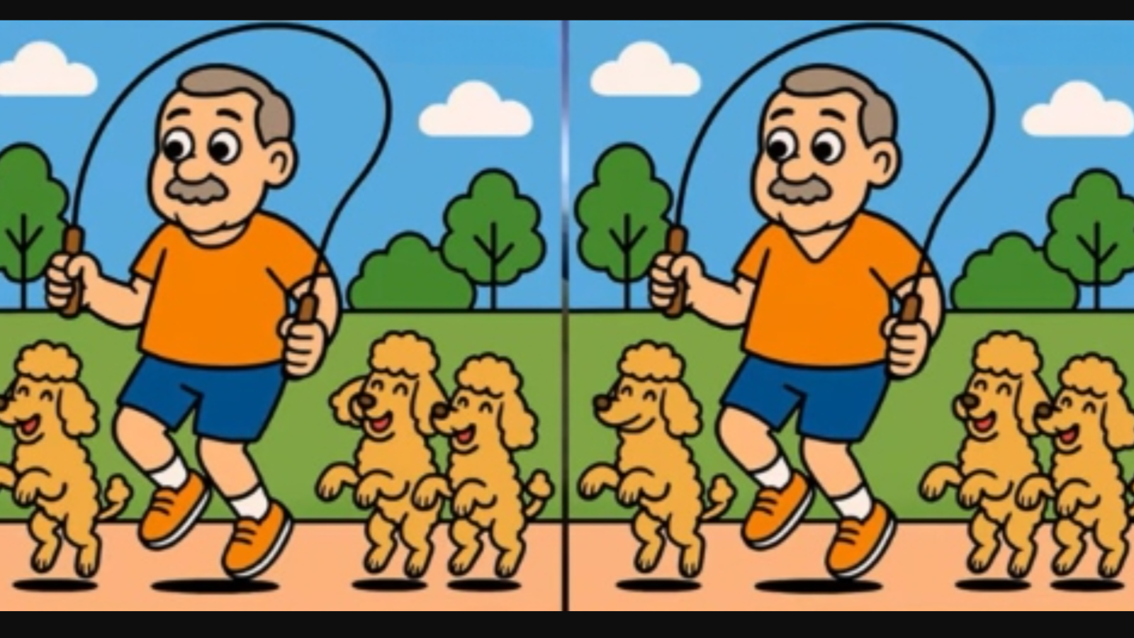 Köpekleriyle birlikte spor yapan iki adam arasındaki 3 farkı sadece yüksek IQ'su olanlar 14 saniyede buluyor