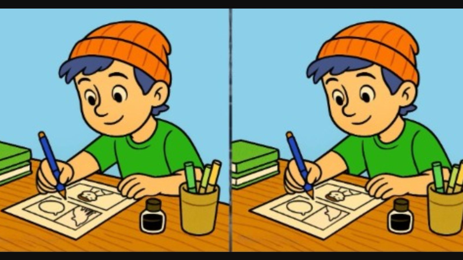 Çizgi roman hazırlayan iki genç adam arasındaki 3 farkı sadece yüksek IQ'su olanlar 17 saniyede buluyor