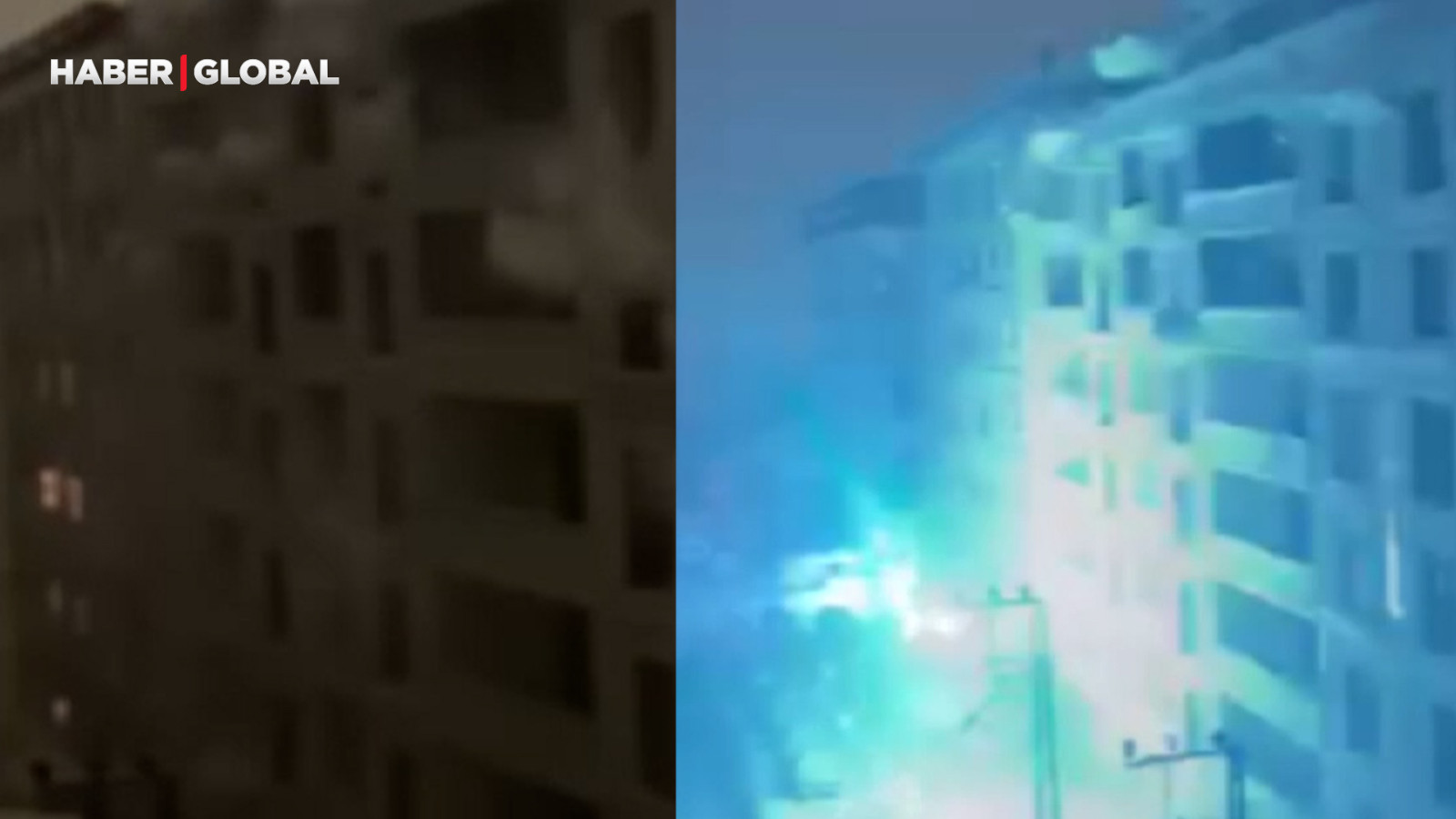 Tonlarca kar kütlesi enerji hattının üzerine düşünce ortaya çıkan korkunç manzara kamerada