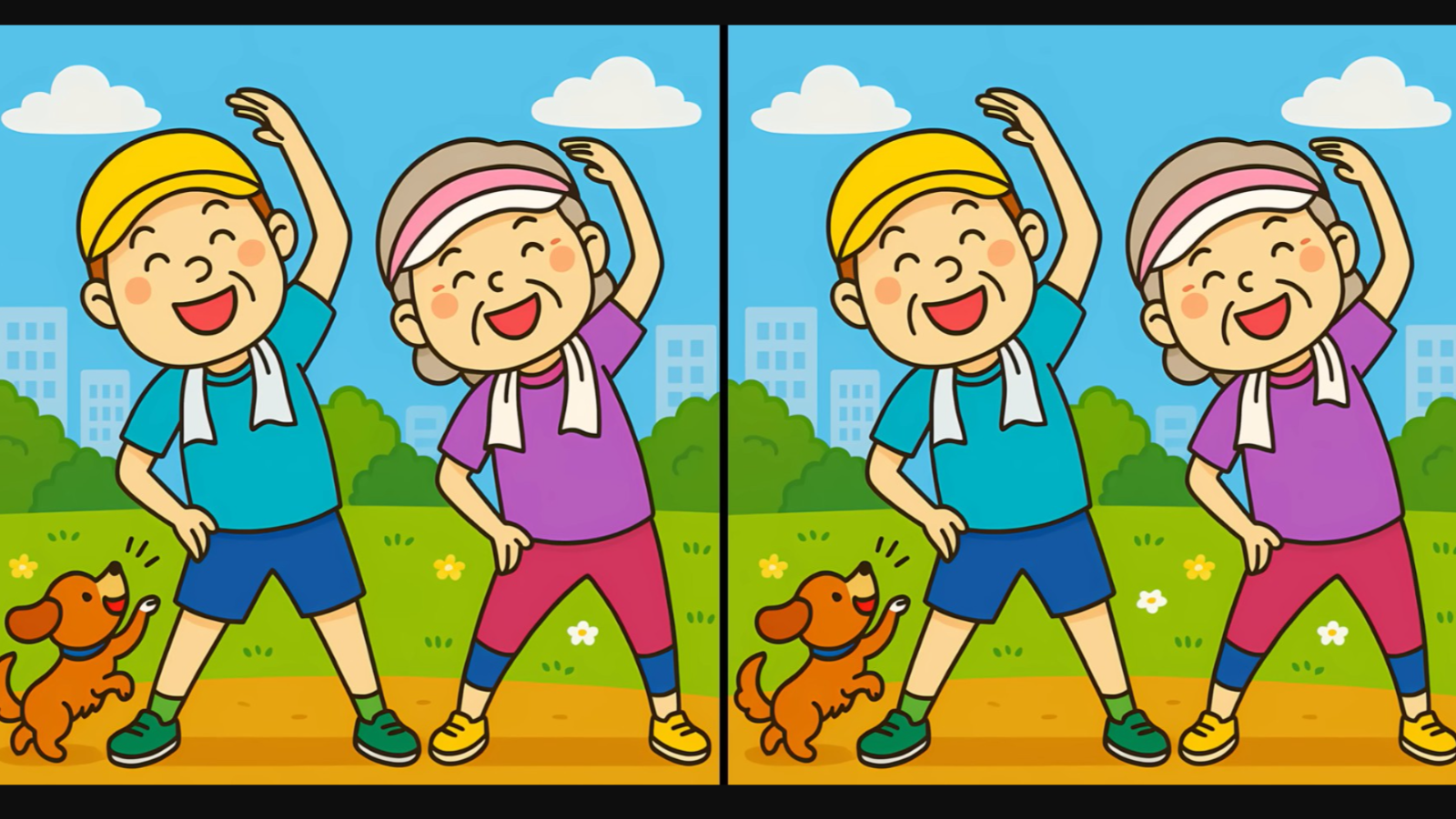 Parkta spor yapan iki yaşlı çift arasındaki 3 farkı sadece yüksek IQ'su olanlar 12 saniyede buluyor