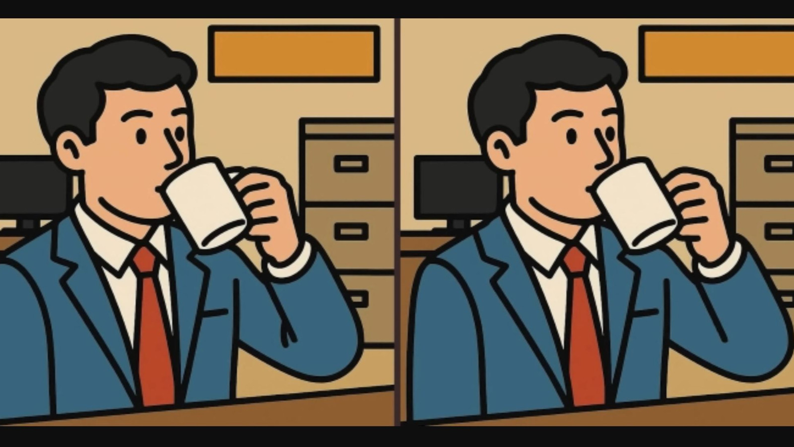 Ofiste oturup kahvesini içen iki adam arasındaki 3 farkı dahiler buluyor