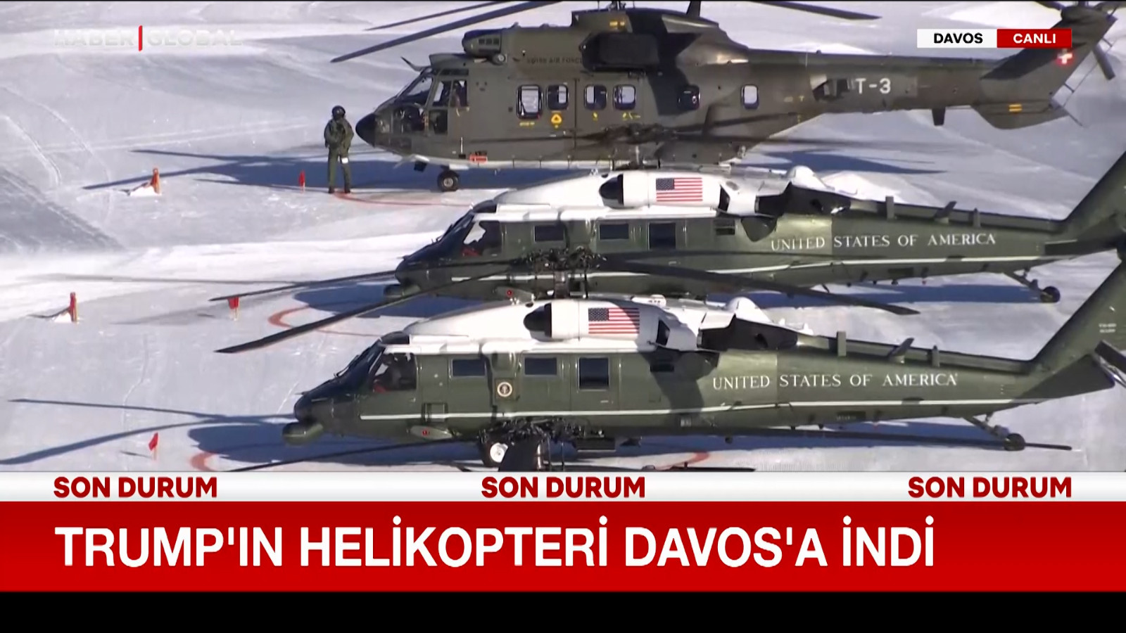Trump'ın helikopteri Davos'a indi