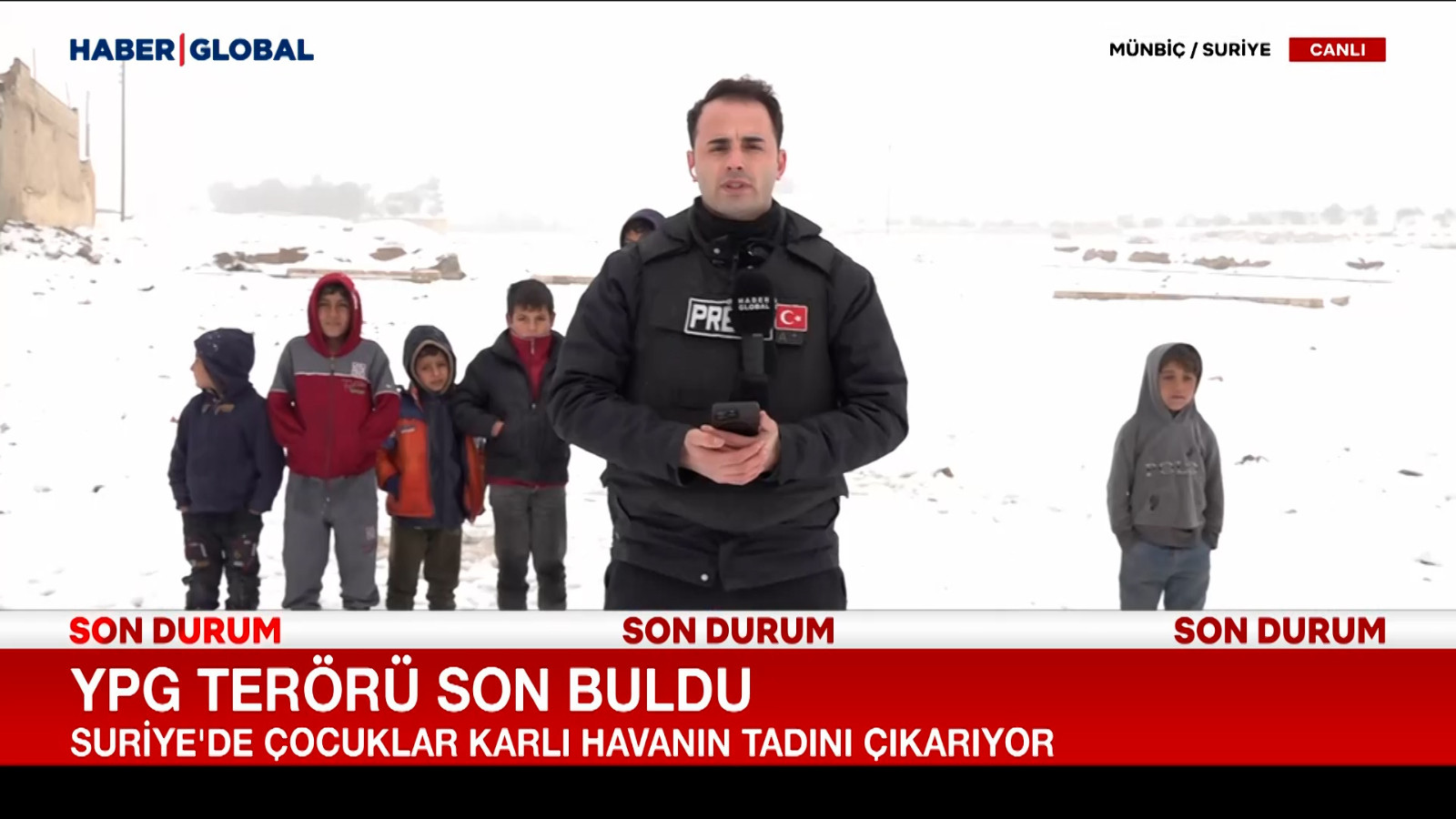 YPG terörü son buldu, Suriye'de çocuklar karlı havanın tadını çıkarıyor