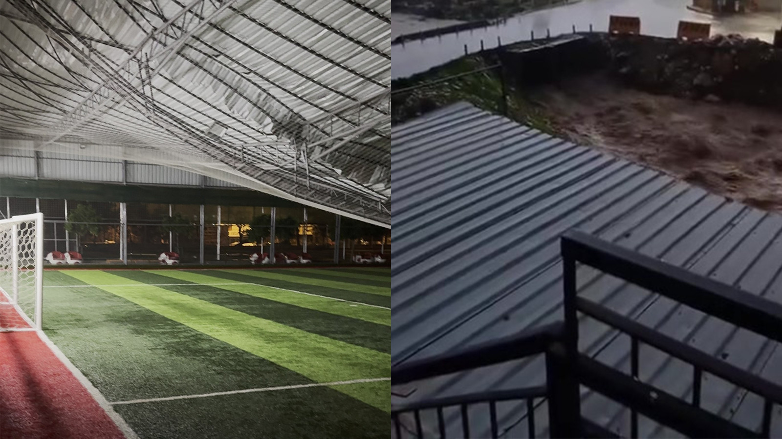 Antalya'da halı sahanın tavanı çöktü!