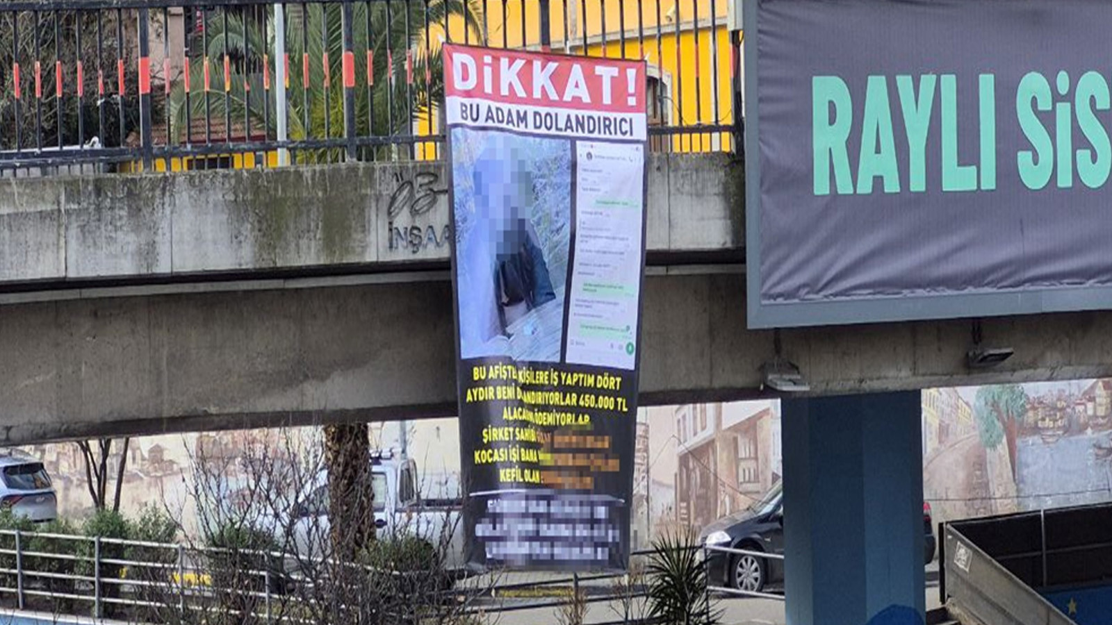 Dolandırıcılık iddiasına afişli protesto! "Dikkat, bu adam dolandırıcı"