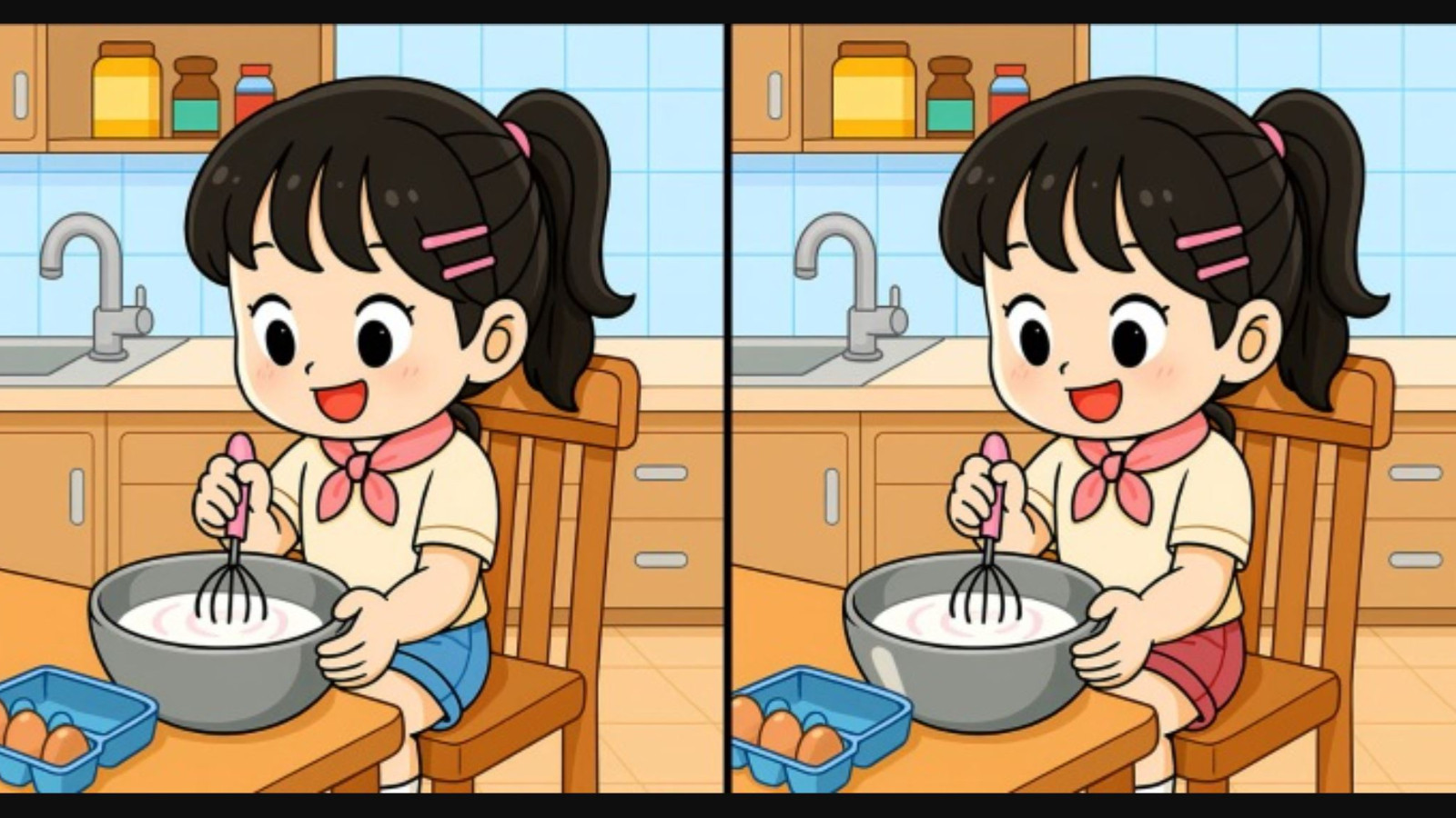 Kek yoğuran iki kız arasındaki farkları bulan dahi sayılıyor