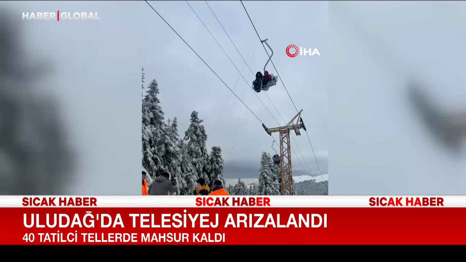 Uludağ'da telesiyej arızalandı! Mahsur kalanlar böyle görüntülendi