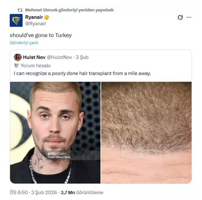 Bakan Şimşek'ten Justin Bieber paylaşımı - Resim : 1