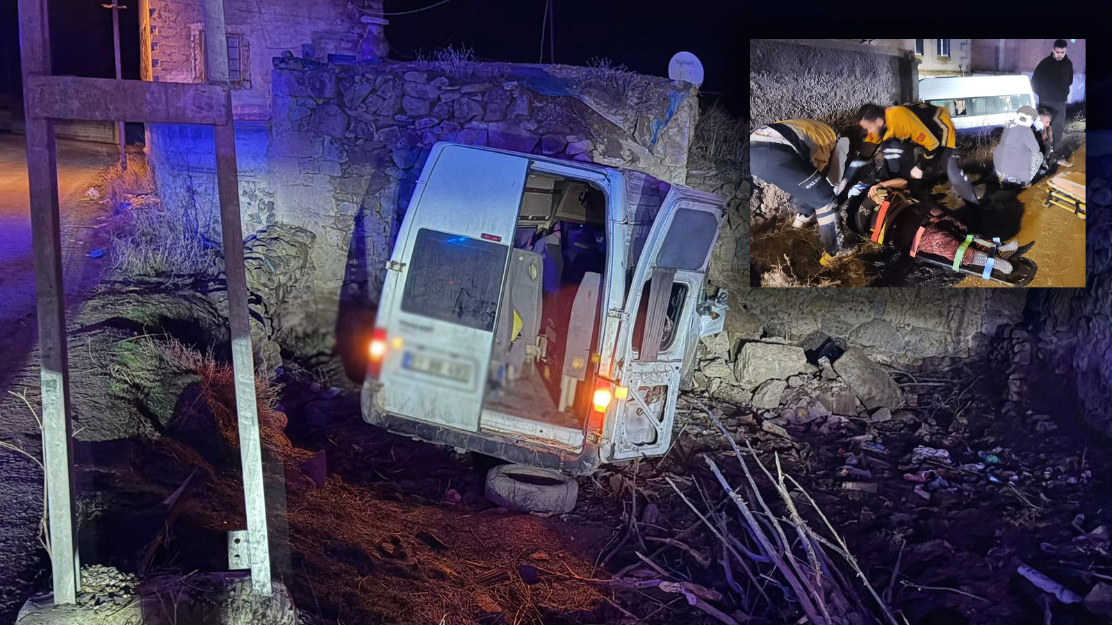 Aksaray'da feci kaza! Tarım işçilerini taşıyan minibüs, bahçe duvara çarptı: 2’si ağır, 14 yaralı