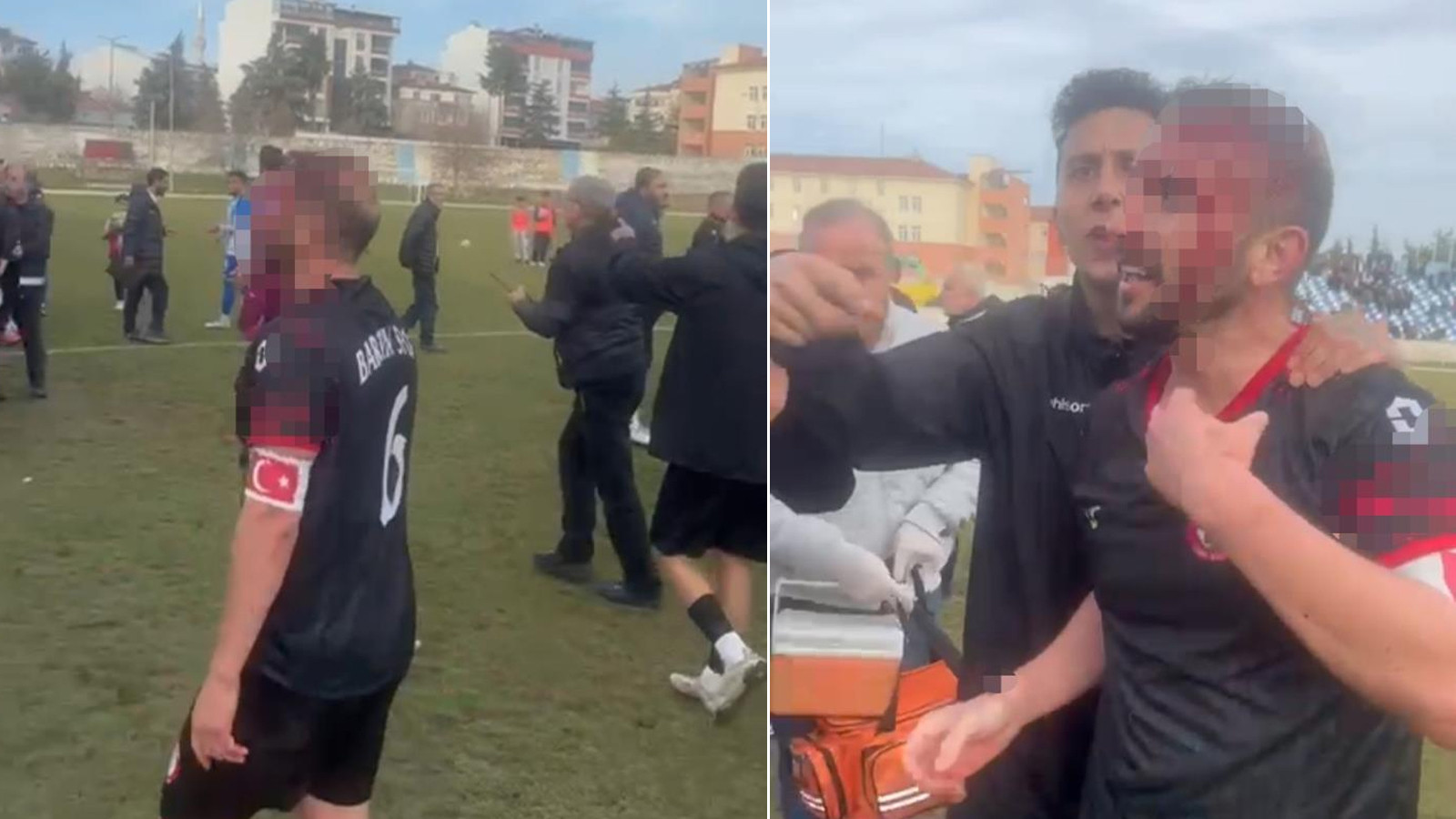 Amasya'da saha karıştı: 3 futbolcu yaralandı