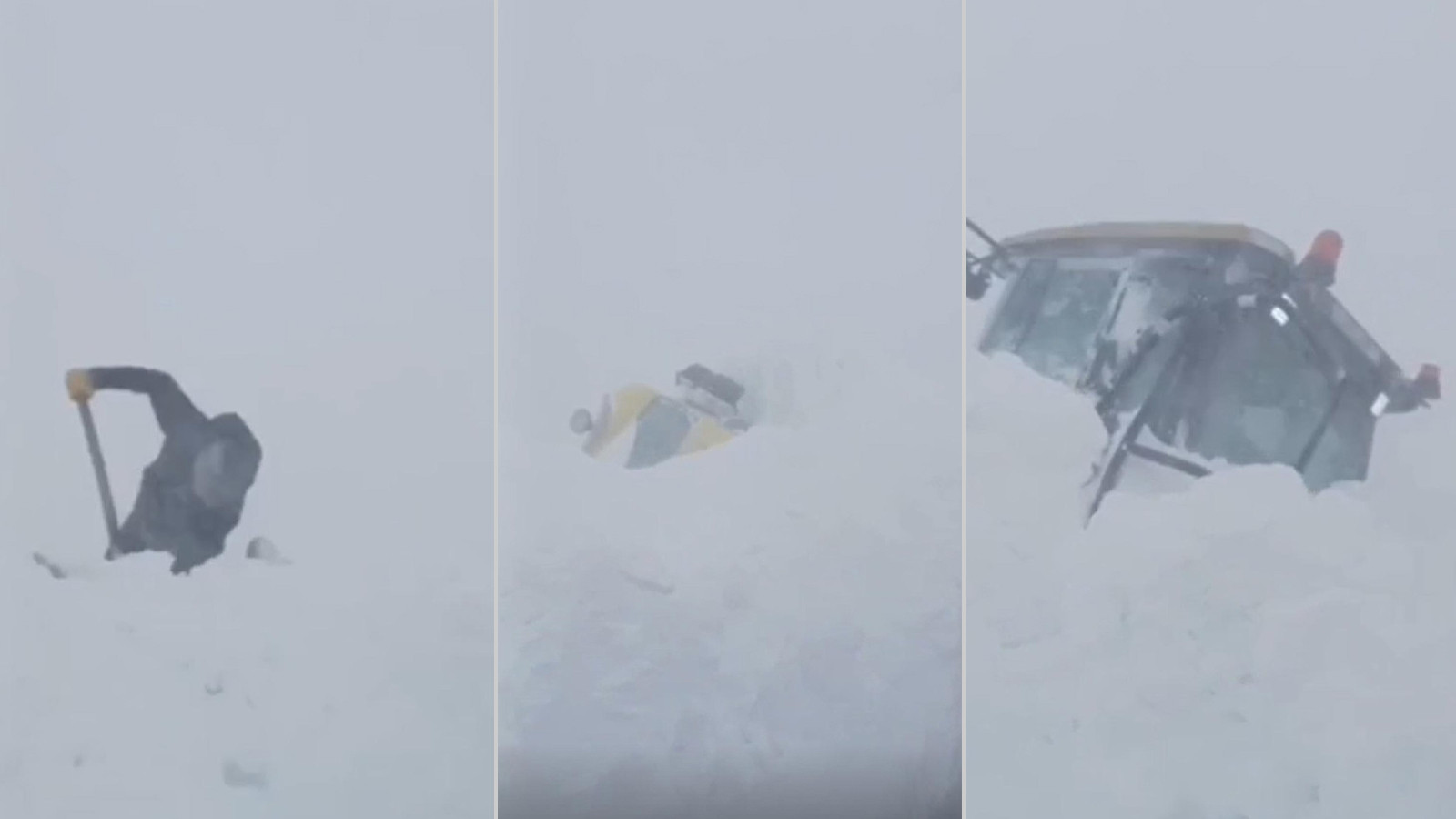 Artvin'de çığ düştü, iş makineleri kar altında kaldı