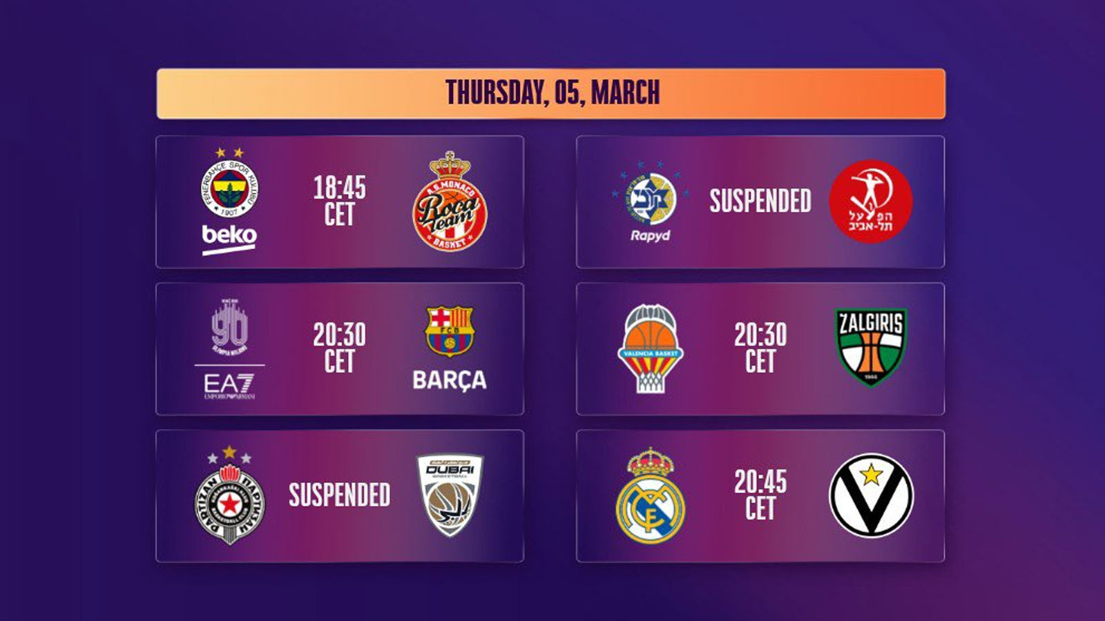 Euroleague'de ​​İsrail ve Dubai takımlarının hangi ülkede oynayacakları açıklandı