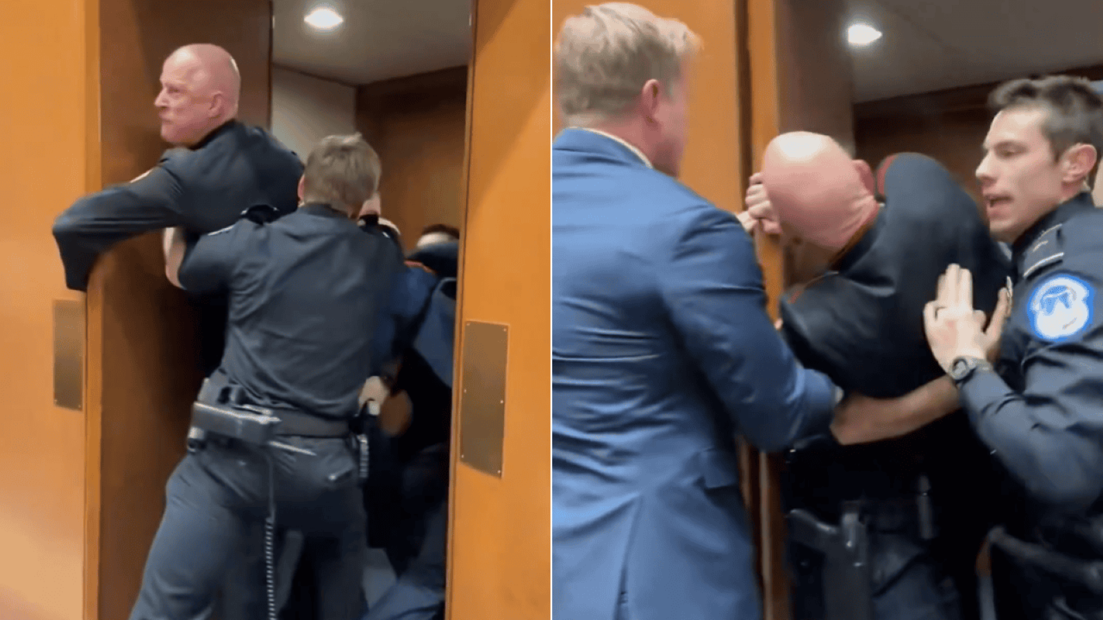 “İsrail için savaşmak isteyen yok” diye bağıran emekli Amerikan askeri Senato'dan kolu kırılarak çıkarıldı