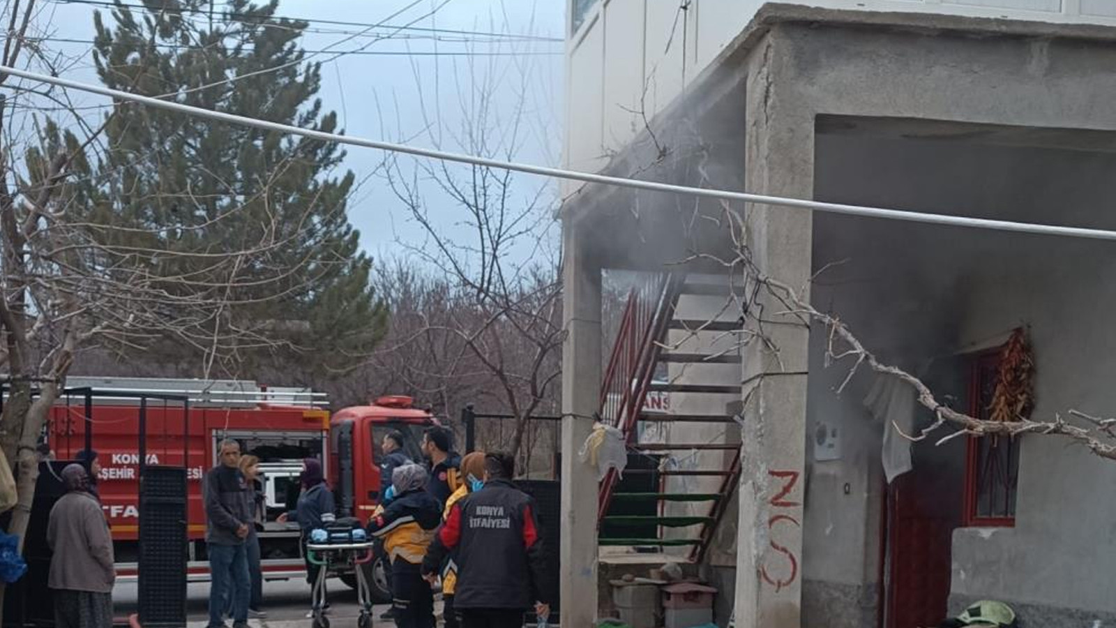 Konya'da iki katlı evde yangın: 1 ölü, 1 yaralı