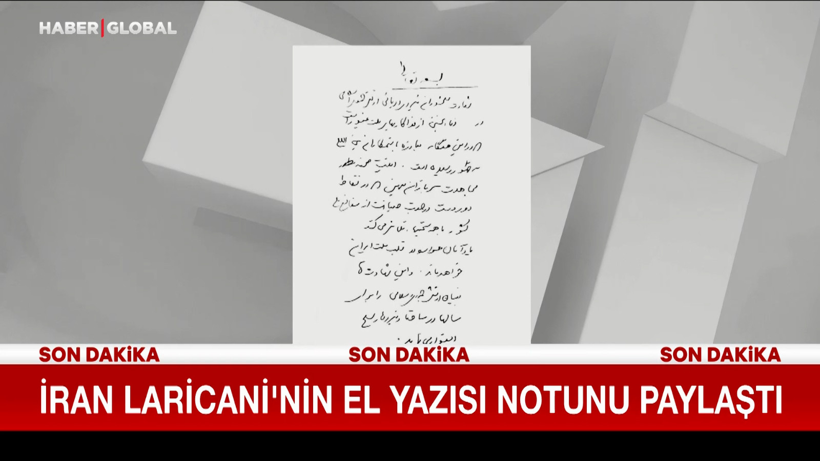 İran Ali Laricani’nin el yazısı notunu paylaştı