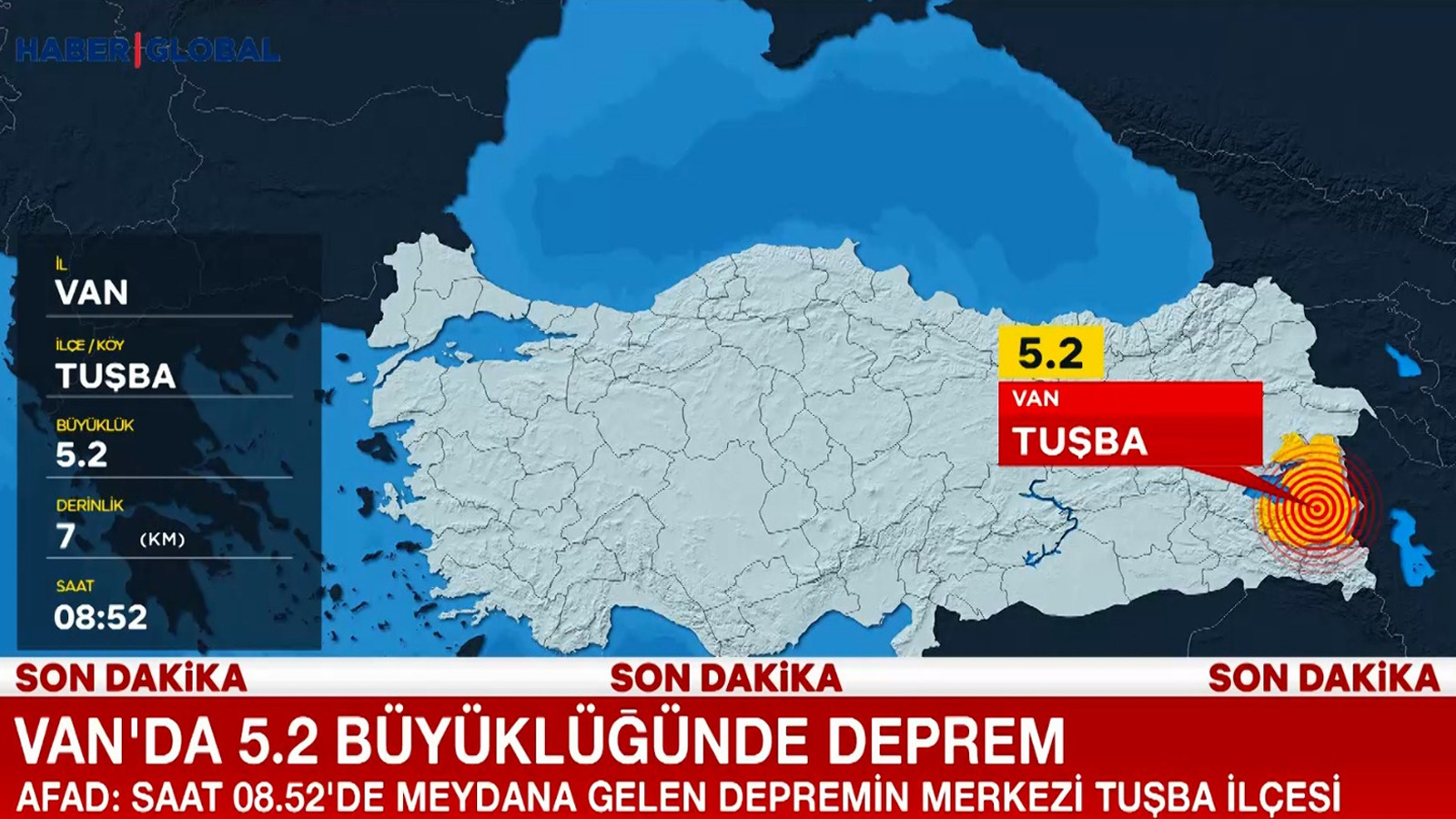 Van'da 5.2 büyüklüğünde deprem