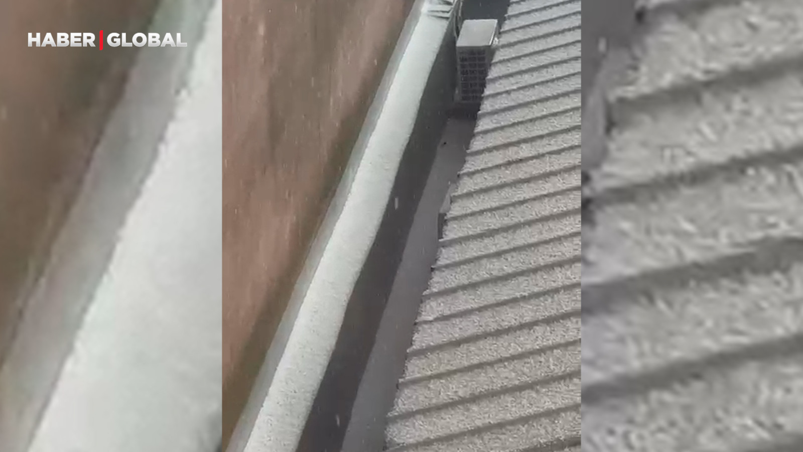 İstanbul'da etkili olan dolu yağışı her yeri beyaza bürüdü