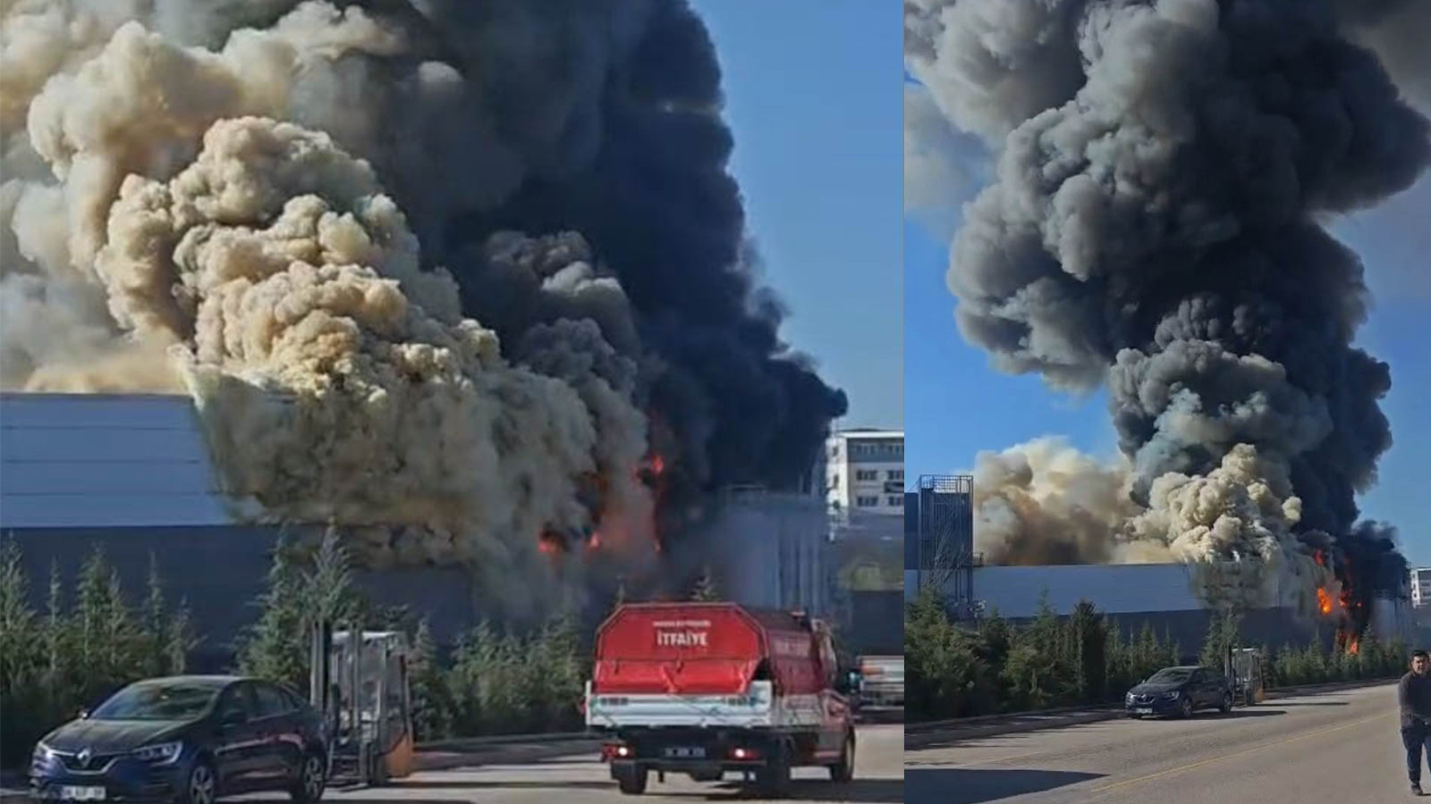 Ankara'da boya fabrikasında yangın