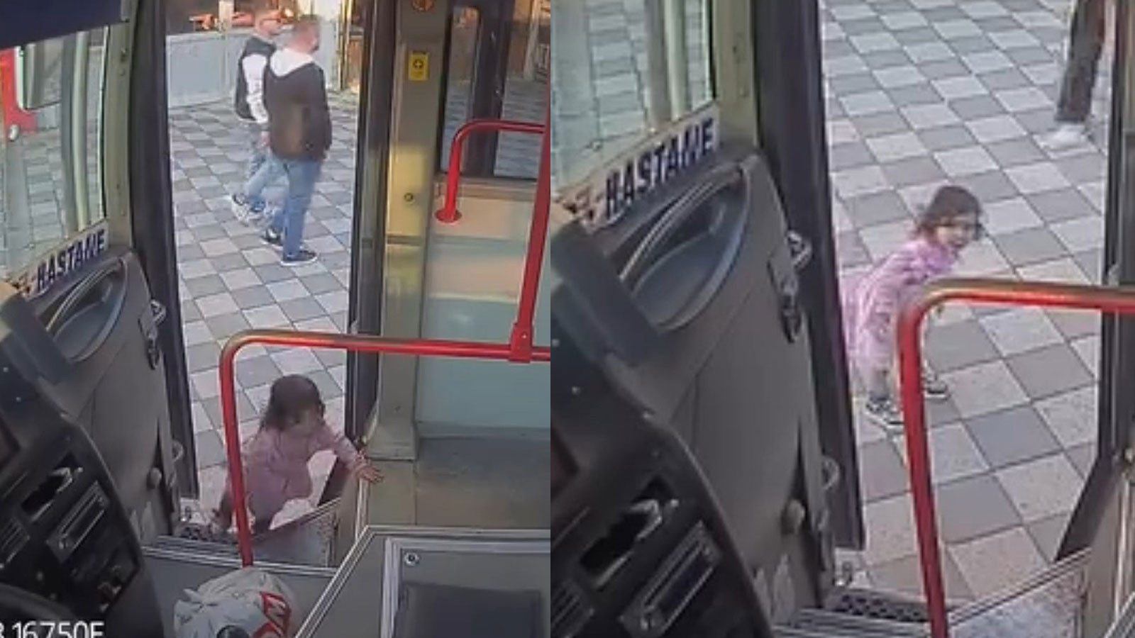 Bebek firarda! Tek başına halk otobüsüne binen 2 yaşındaki bebek kamerada