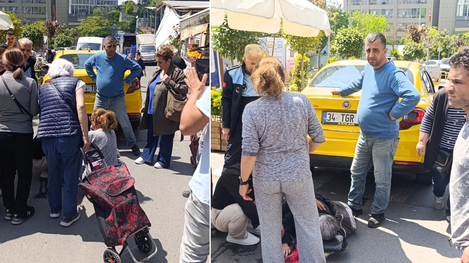 İstanbul'da taksi yaşlı kadını altına aldı