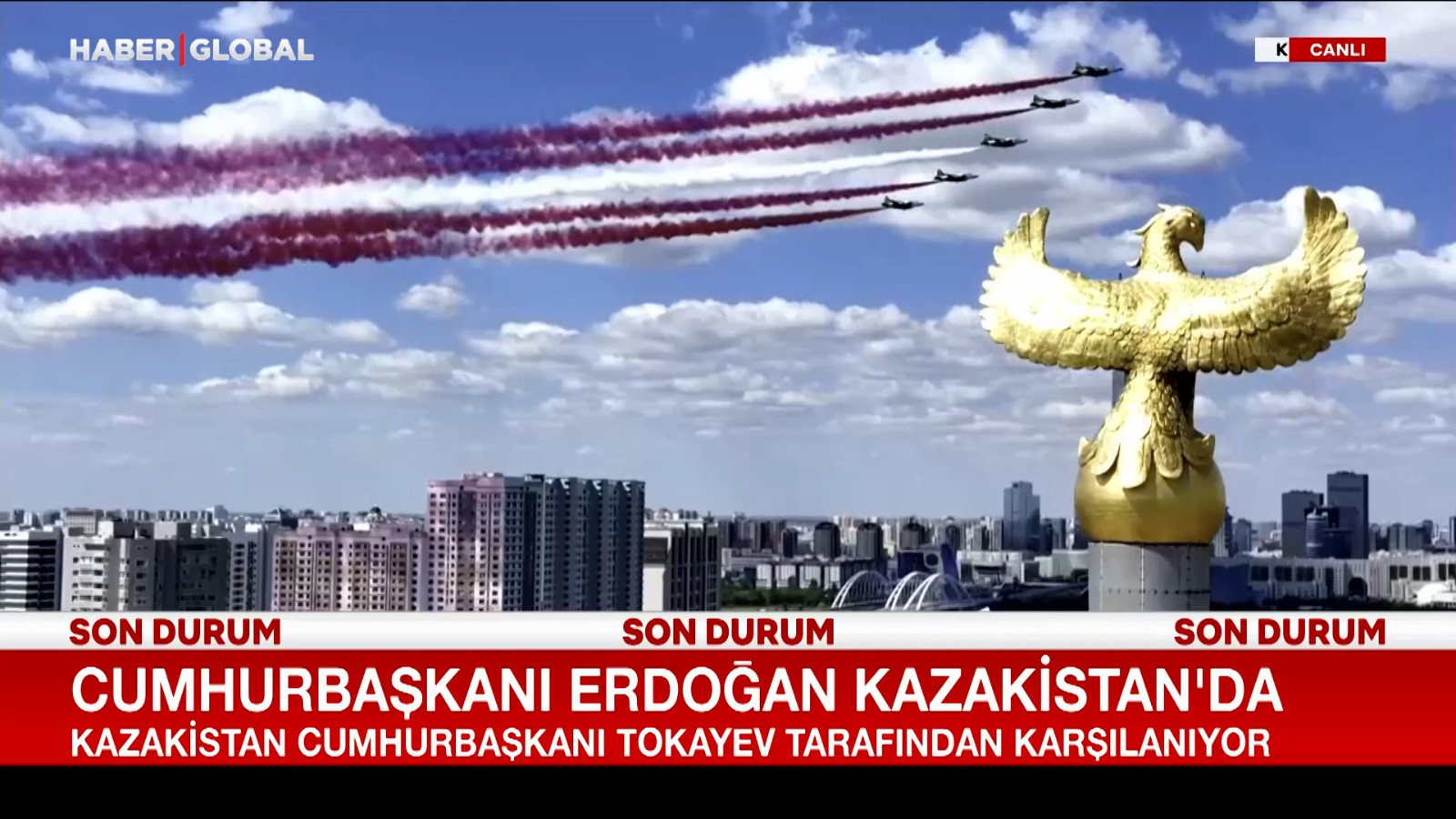 Cumhurbaşkanı Erdoğan Kazakistan’da böyle karşılandı: Savaş uçakları eşlik etti