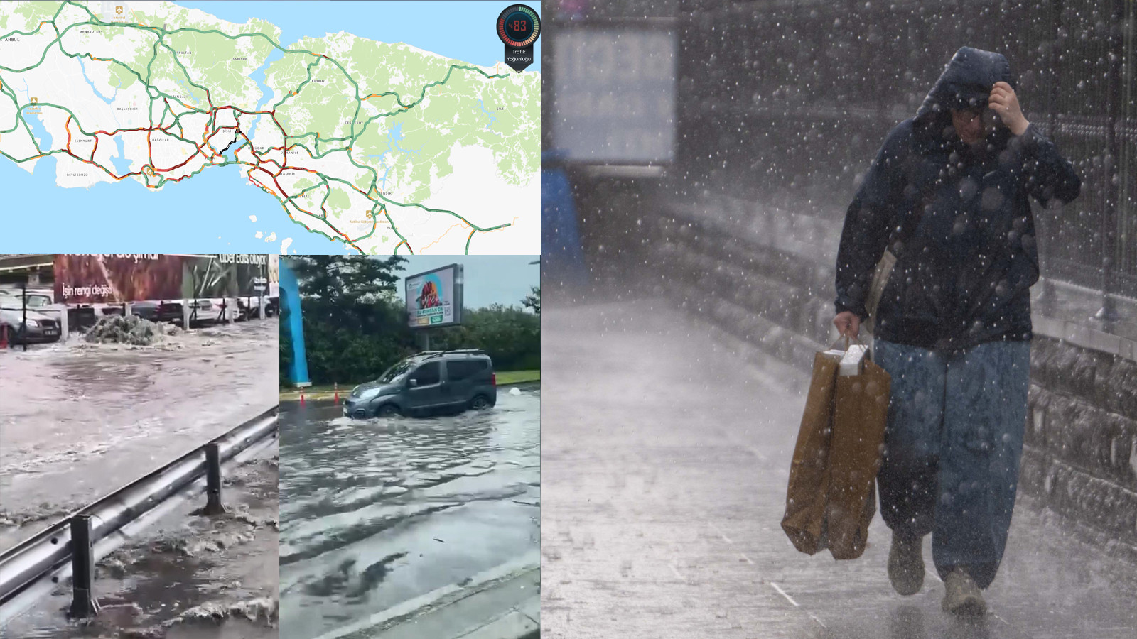 İstanbul'da sağanak etkili oluyor, trafik felç!