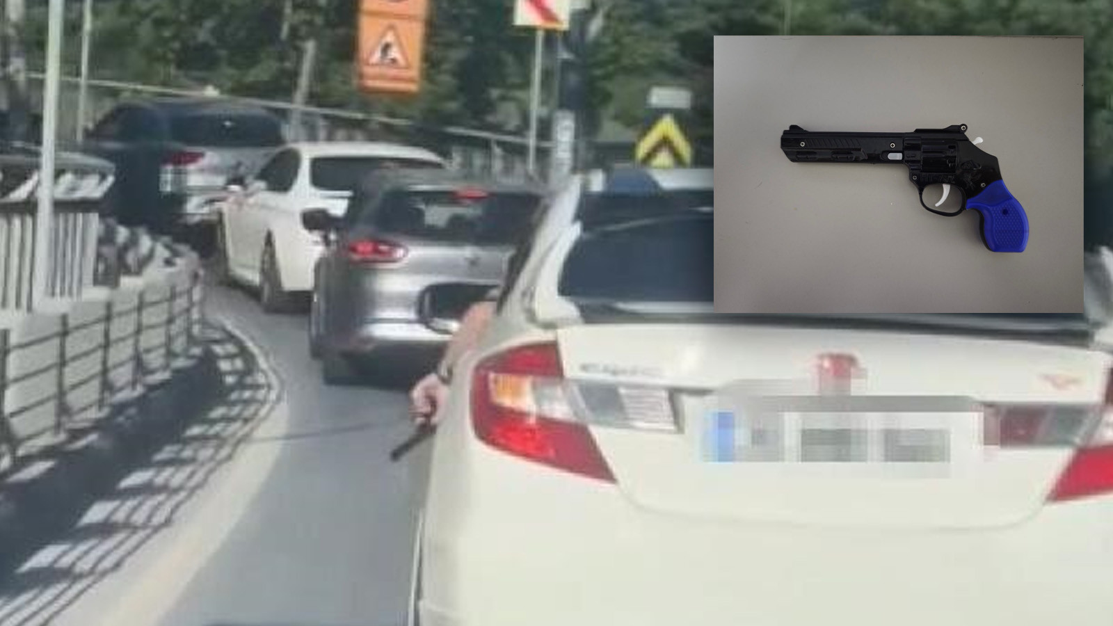 Sarıyer'de trafikte gösterilen silah, oyuncak çıktı