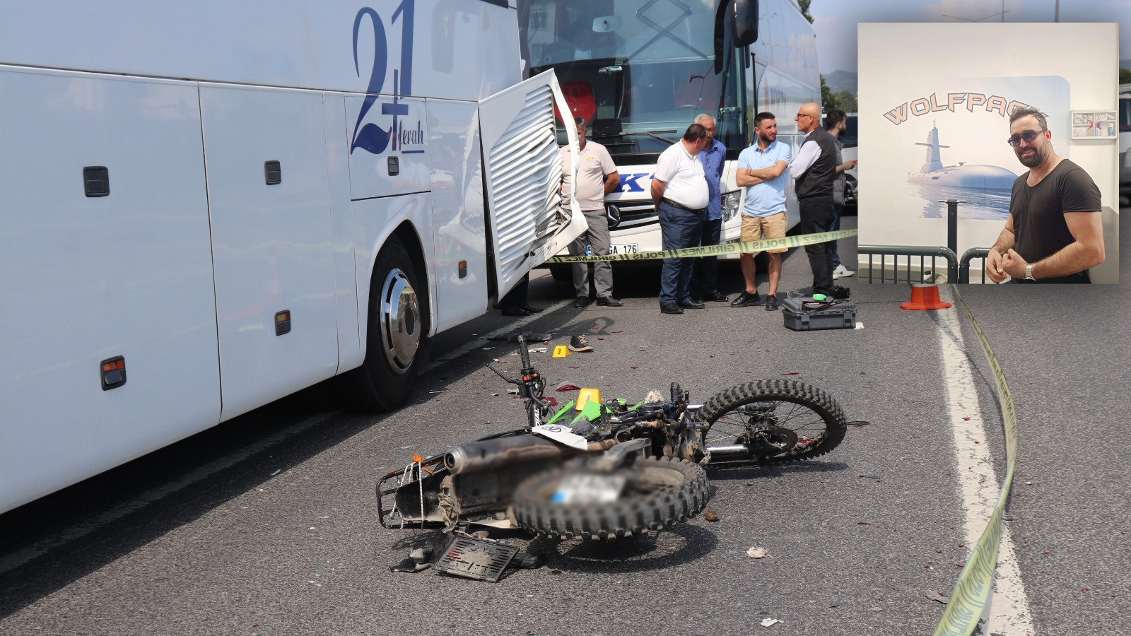 Emniyet şeridinde duran otobüse çarpan motosikletli can verd