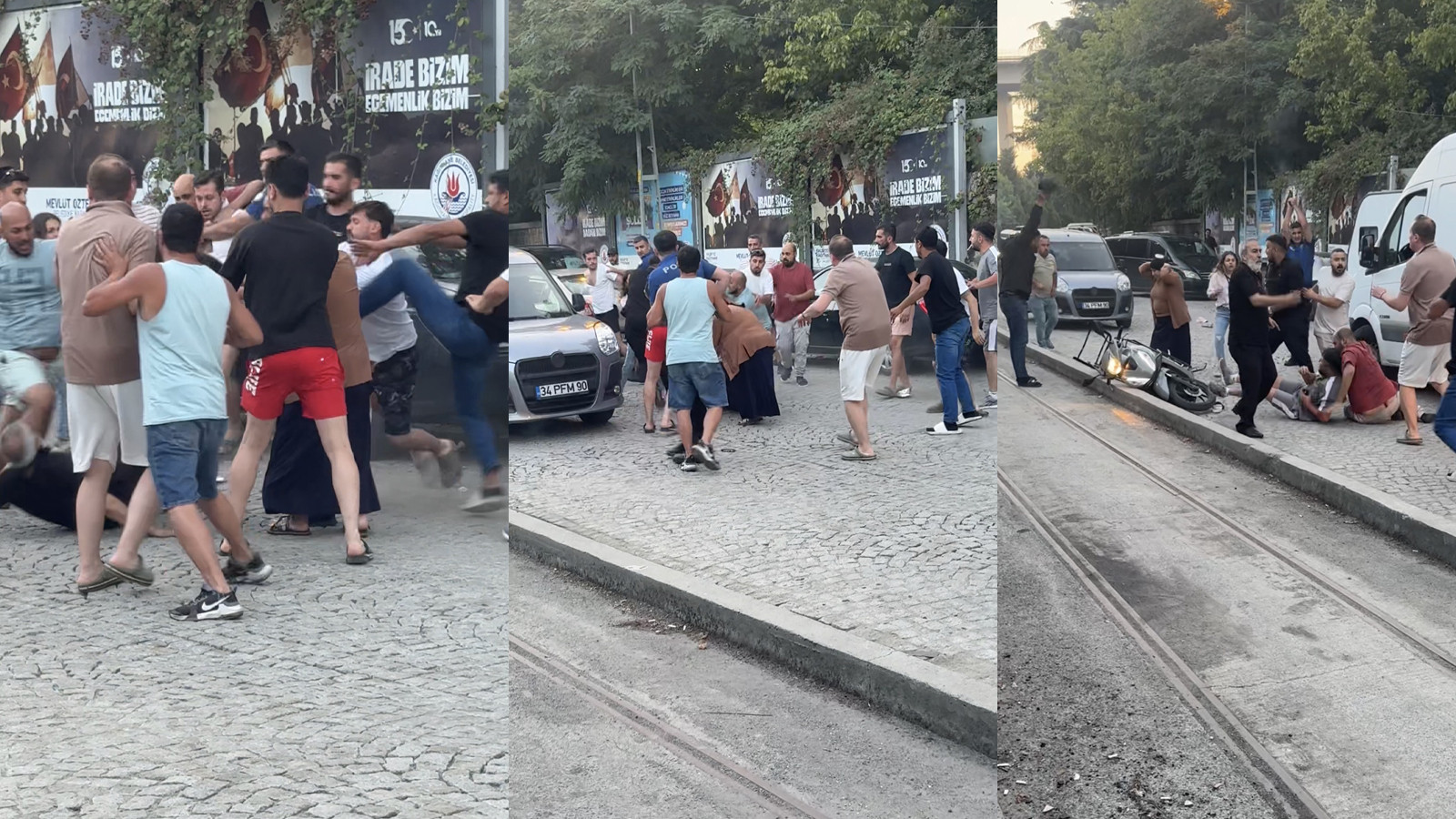 Trafikte dehşet… 4 kişi bıçaklandı, polis havaya ateş açarak ayırdı