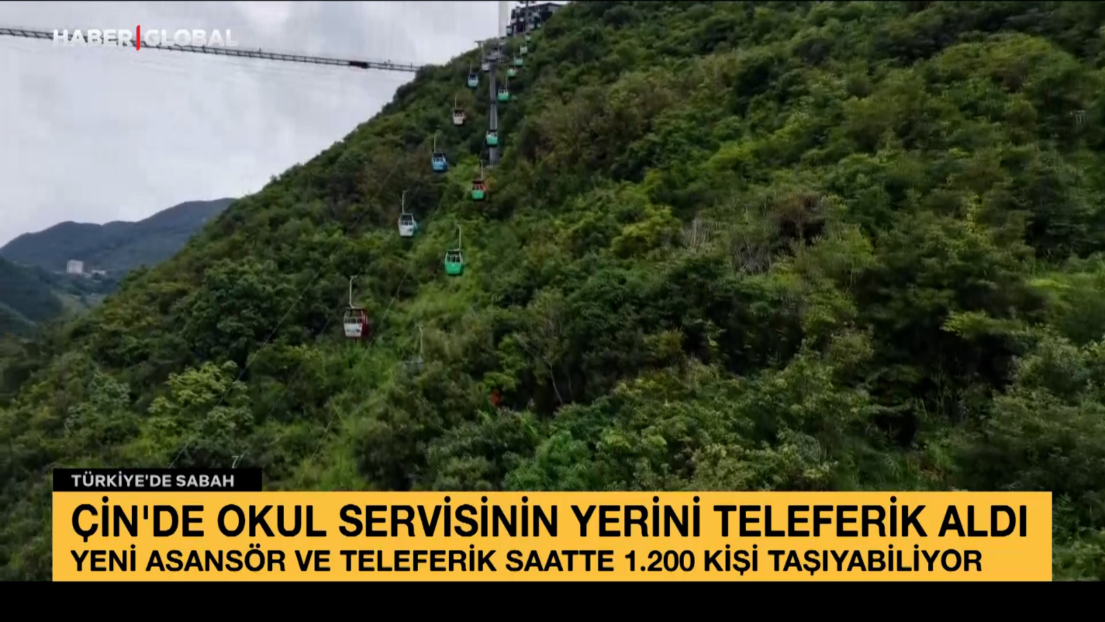 Çin’de okul servisinin yerini teleferik aldı