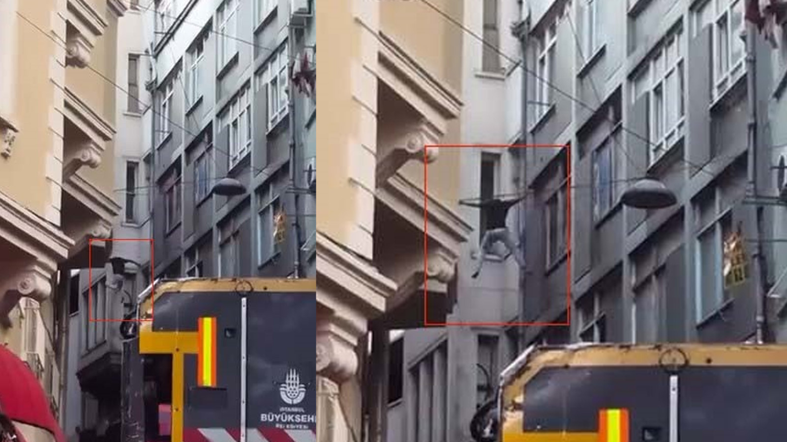 Beyoğlu'nda dehşet anları: Elektrik tellerinde ölümle burun buruna geldi